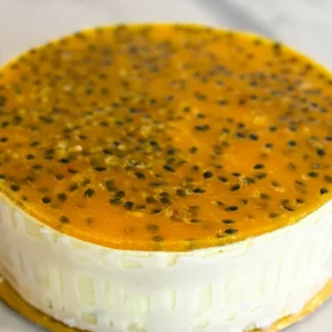 Passionfruit Mousse cake from our Catering Menu at The Bagel Co, Rose Bay