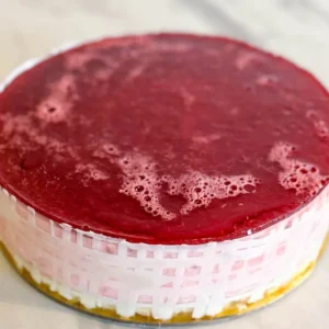Raspberry Mousse cake from our Catering Menu at The Bagel Co, Rose Bay